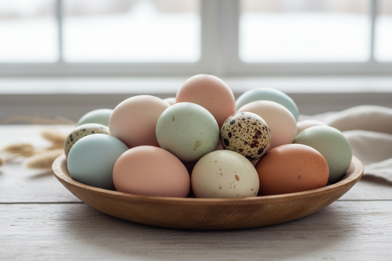 multi colored chicken eggs